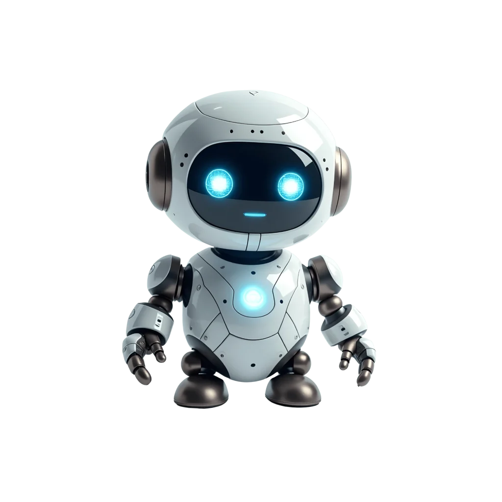 vecteezy futuristic cute ai robot with glowing blue eyes isolated on 56997776 min